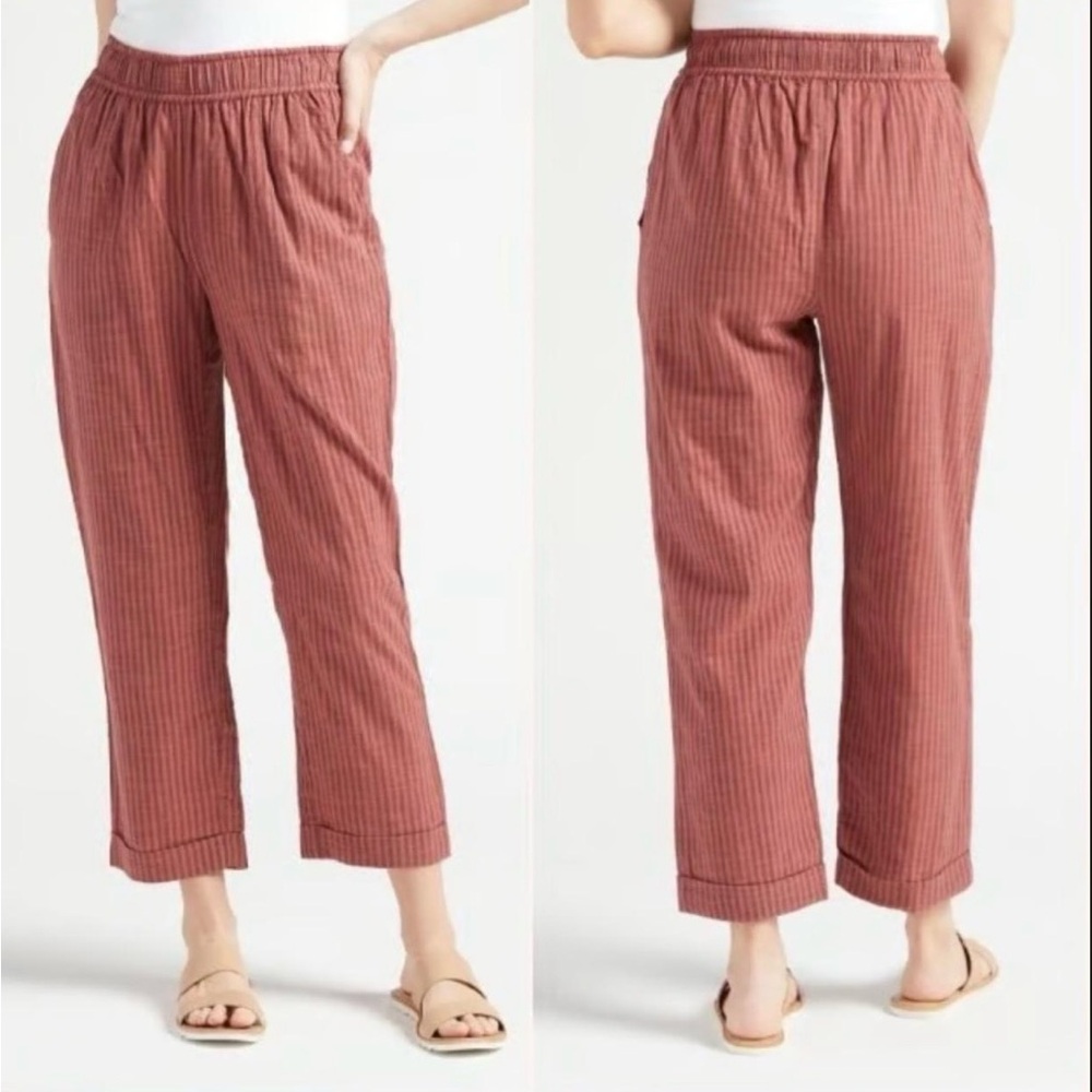 Sundry for Evereve 100% Cotton Striped Pants Size 1 (xs-s) Rust Boho Relaxed - Picture 1 of 3